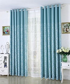 liminos 崃梦诺斯 高档遮光窗帘打孔式2片 叶生活 淡蓝色 250 250cm 2片,适合2.5 3米窗 绣花工艺 隔热加厚90 遮光 定制商品